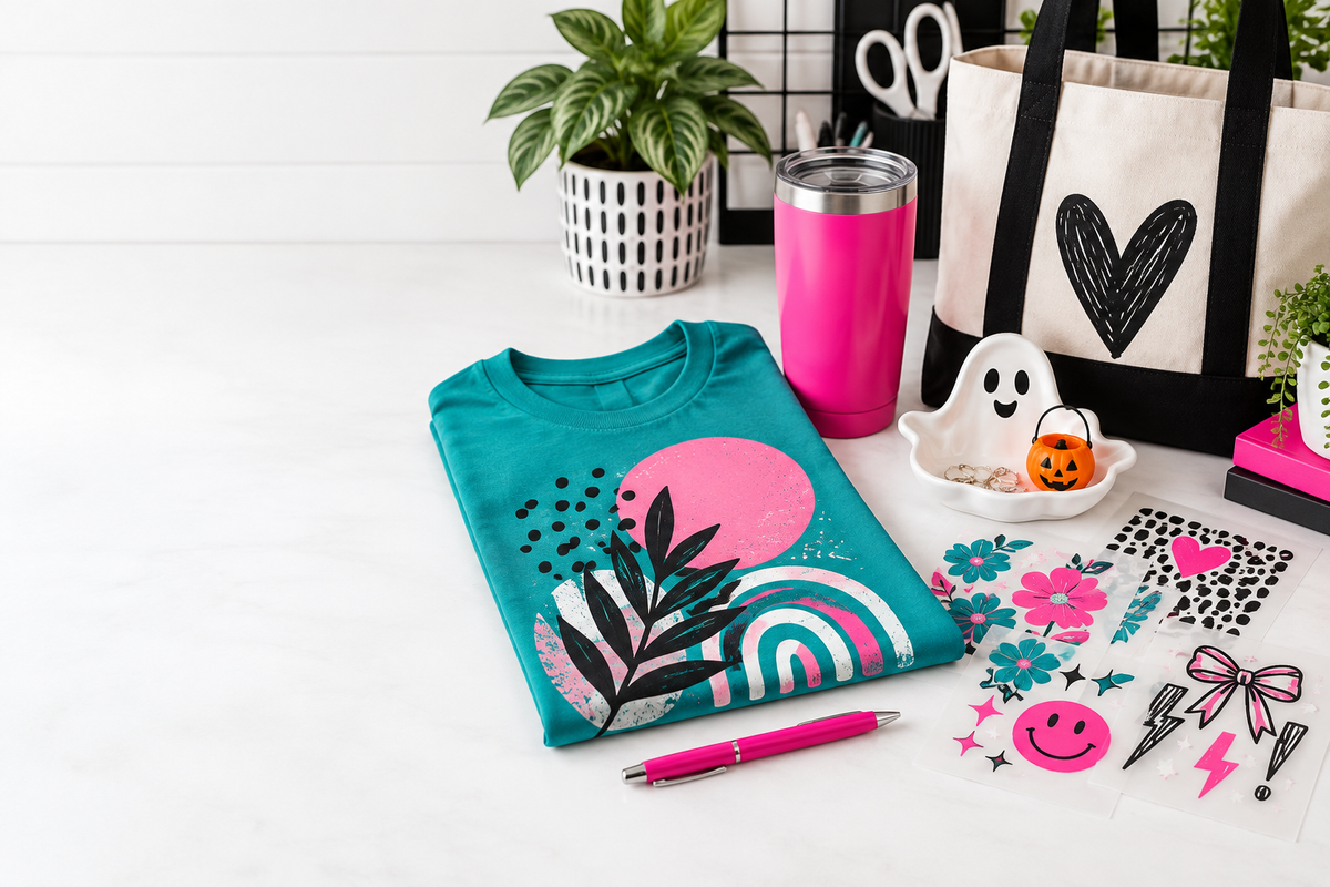 Andrea’s Creations custom shirts, drinkware, gifts, DTF transfers, and 3D printed items