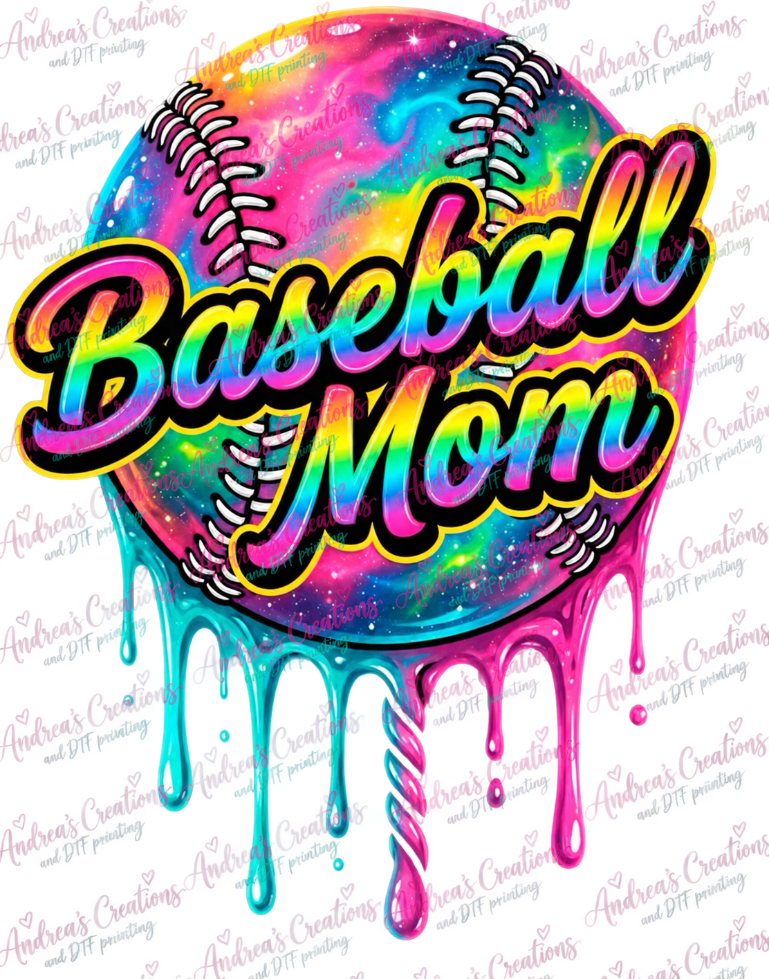 Neon Baseball Mom DTF Transfer protected preview
