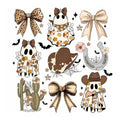 Boho western ghosts Halloween DTF transfer design