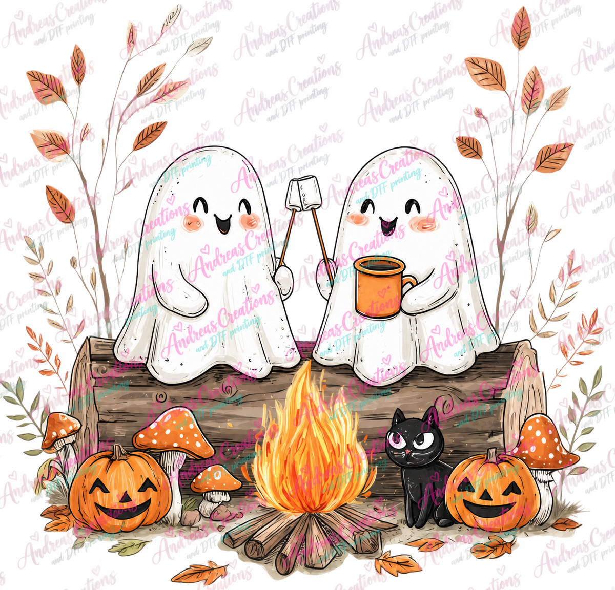 Campfire Ghosts Halloween DTF Transfer protected preview