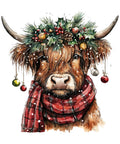 Christmas Highland cow DTF transfer design