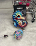 Colorful Dragon Badge Reel with Iridescent Glitter Bead