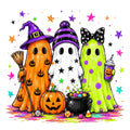 Colorful Halloween ghosts DTF transfer design
