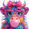 Colorful Highland Cow Bubblegum DTF Transfer protected preview