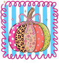 Colorful patterned pumpkin with bow DTF transfer design