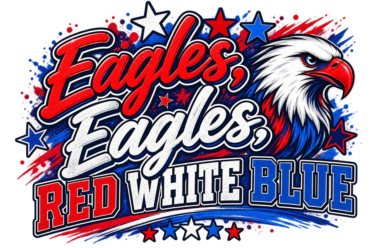 Eagles red white and blue DTF transfer