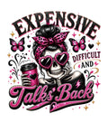 Expensive Difficult and Talks Back skeleton DTF transfer design