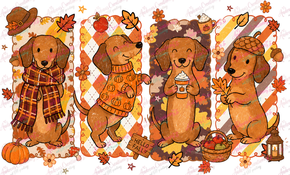 Fall Dachshund Dog Vibes Front DTF Transfer protected preview