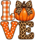 Fall LOVE pumpkin leopard bow DTF transfer design