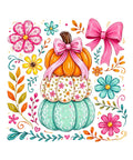 Floral stacked pumpkins DTF transfer design