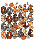 Gobble Gobble patterned fall DTF transfer