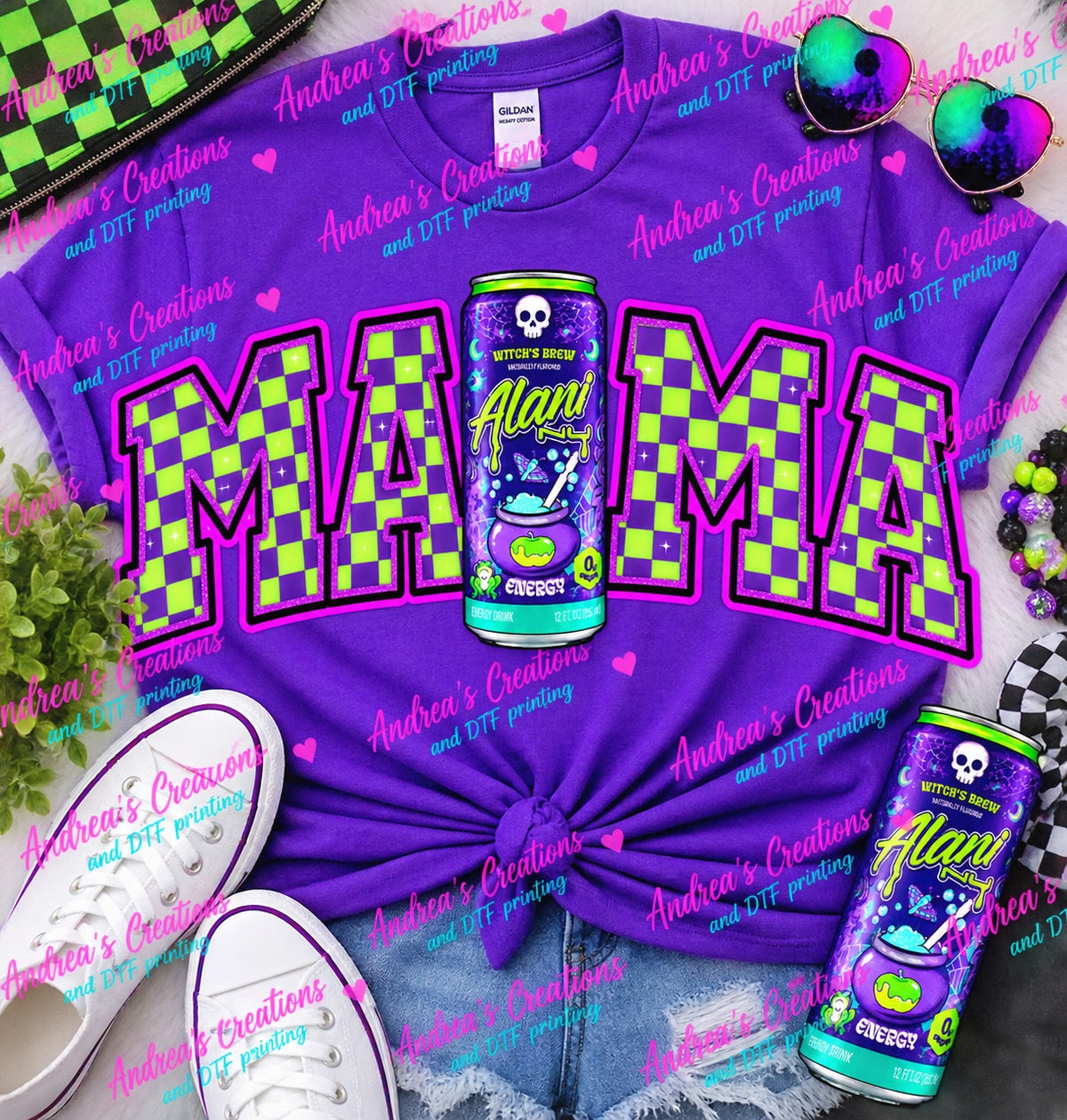 Green and Purple Witch's Brew Mama DTF transfer design