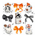 Halloween ghosts and orange bows DTF transfer design