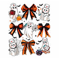 Halloween nurse ghosts and orange bows DTF transfer design