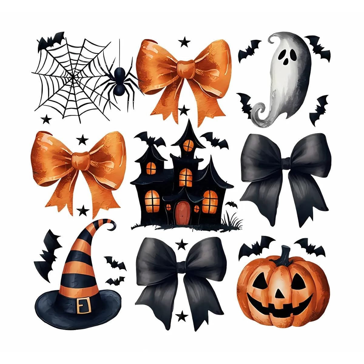 Haunted house Halloween icons DTF transfer design
