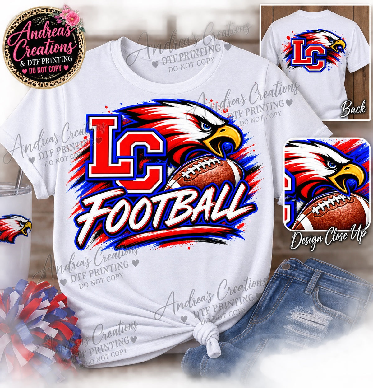 LC Eagles logo DTF transfer design preview