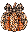 Leopard bow pumpkin DTF transfer design
