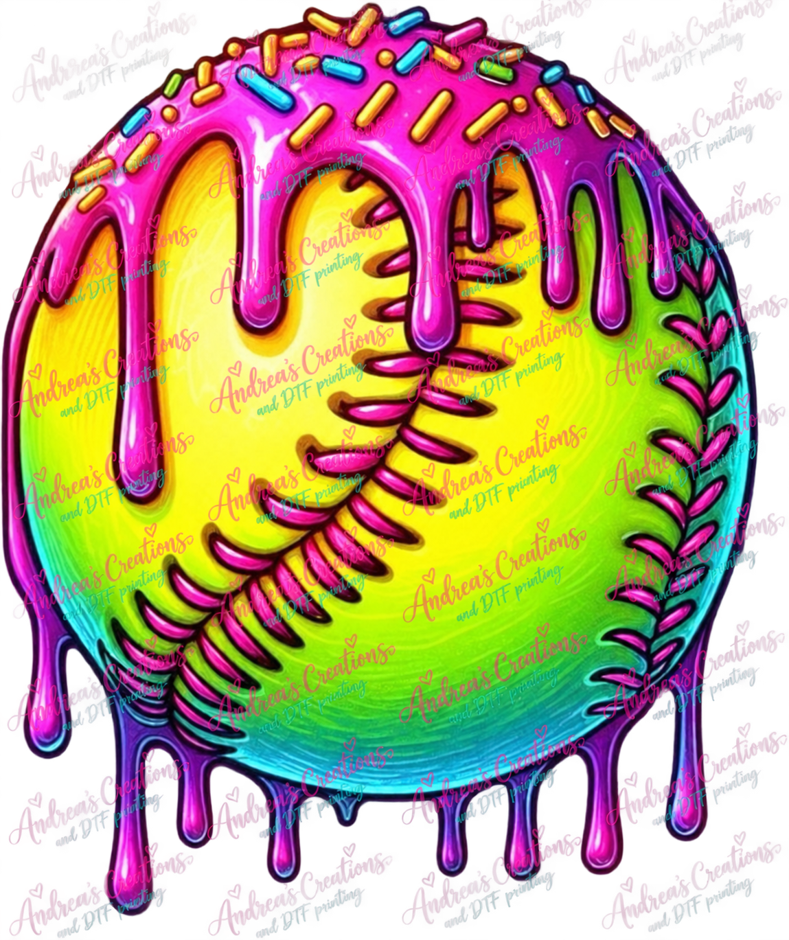 Neon Softball DTF Transfer protected preview