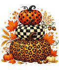 Patterned pumpkin stack DTF transfer design