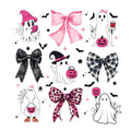 Pink and black Halloween ghosts and bows DTF transfer design