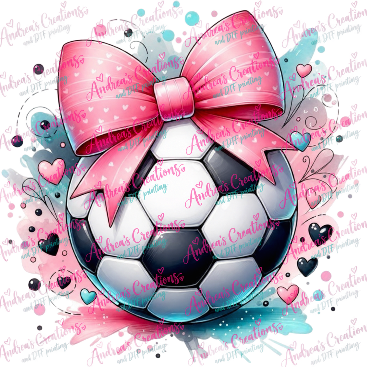 Pink Bow Soccer DTF Transfer protected preview