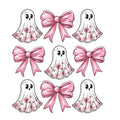 Pink daisy ghosts and bows DTF transfer design