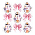 Pink floral ghosts and bows DTF transfer design