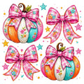 Pink gingham pumpkins and bows DTF transfer design