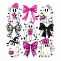 Pink Halloween ghosts and bows DTF transfer design