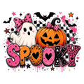 Pink Spooky ghost and pumpkin DTF transfer design