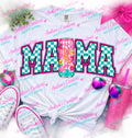 Pink and Teal Cotton Candy Mama DTF transfer design