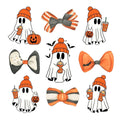 Pumpkin spice ghosts and orange bows DTF transfer design