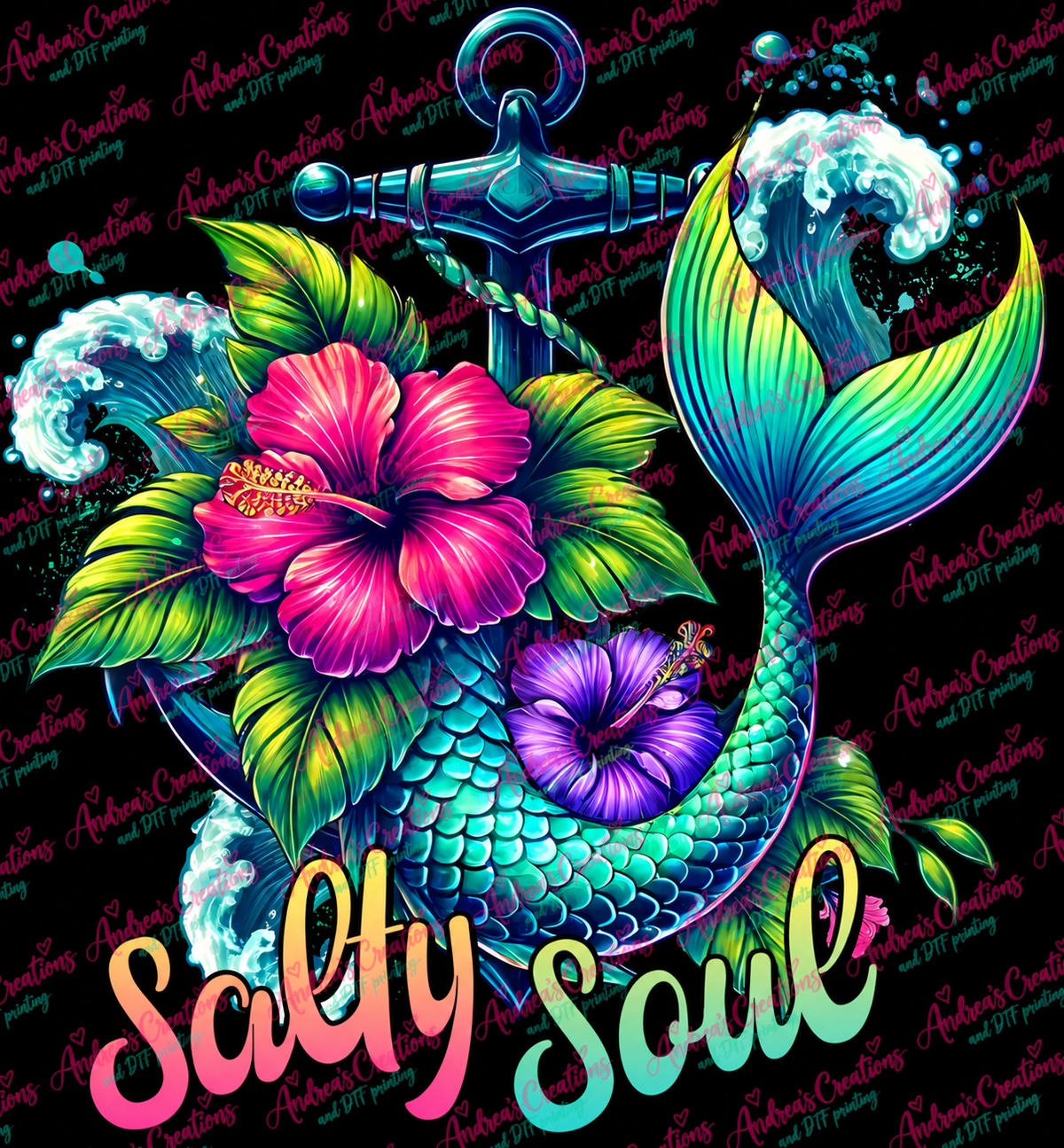 Salty Soul Mermaid DTF Transfer protected preview