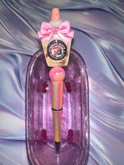7 Brew iridescent pink bow pen