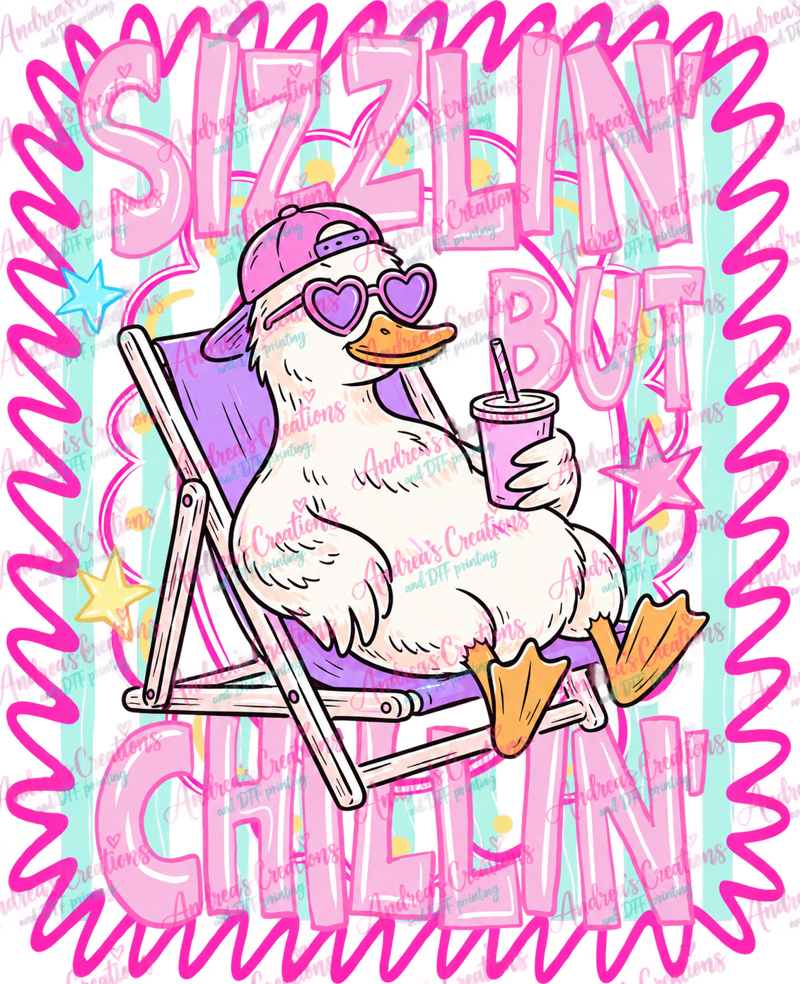 Sizzlin’ But Chillin’ Summer Duck DTF Transfer protected preview