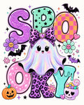 Colorful spooky ghost and bow DTF transfer