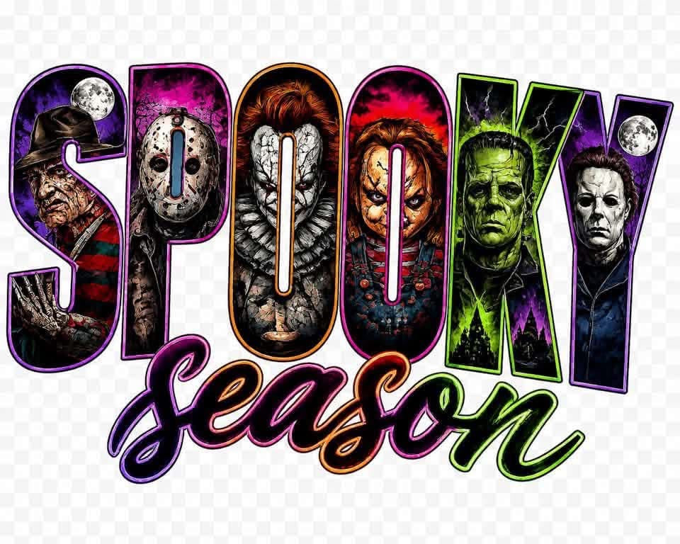 Spooky Season horror icons DTF transfer design