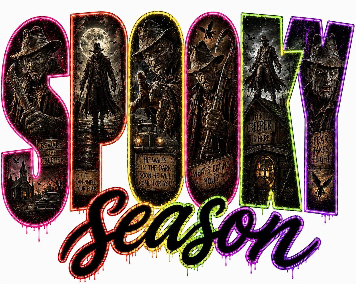 Spooky Season nightmare slashers DTF transfer design