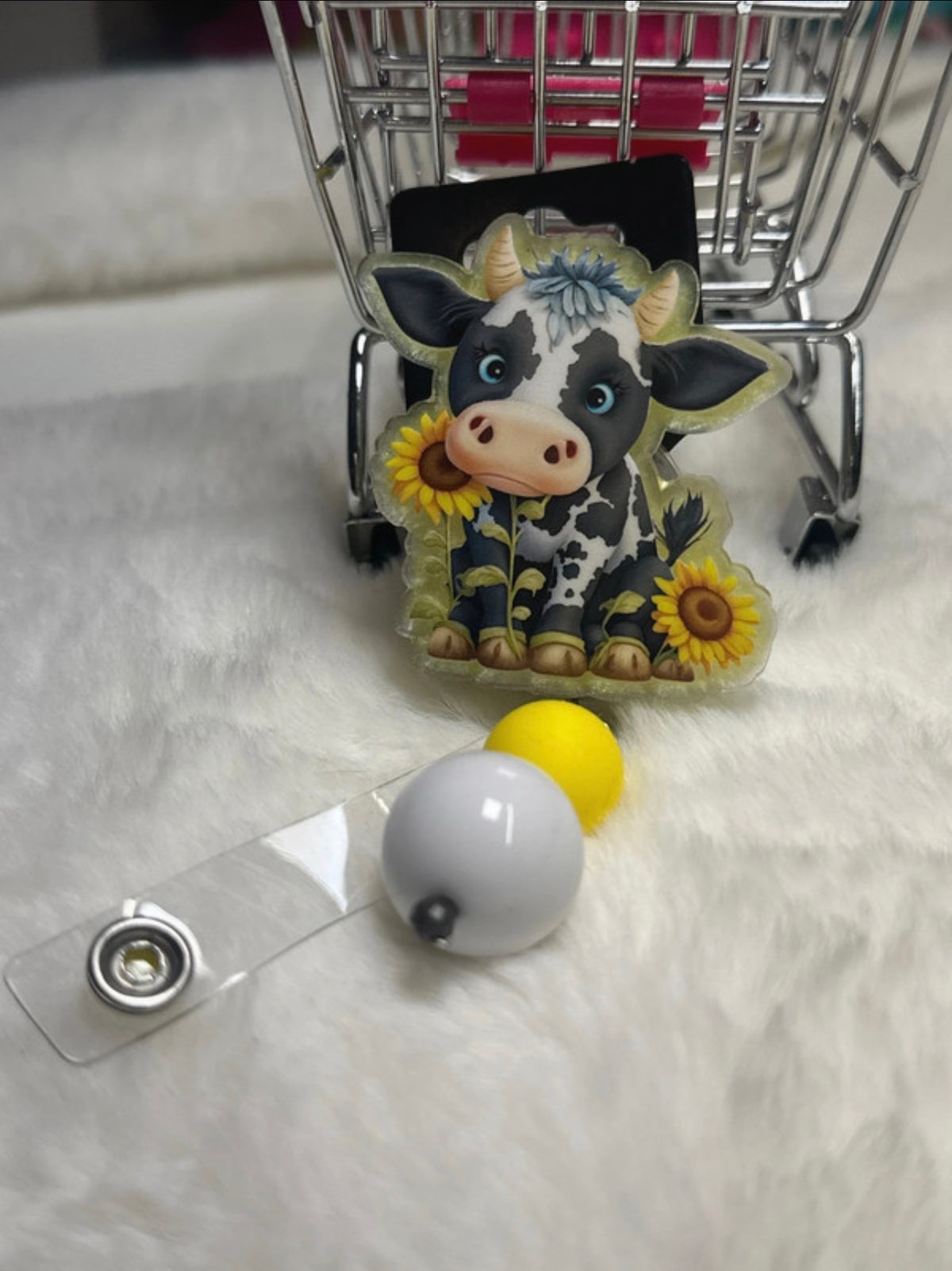 Sunflower Cow Badge Reel