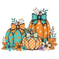 Teal and orange boho pumpkins DTF transfer design