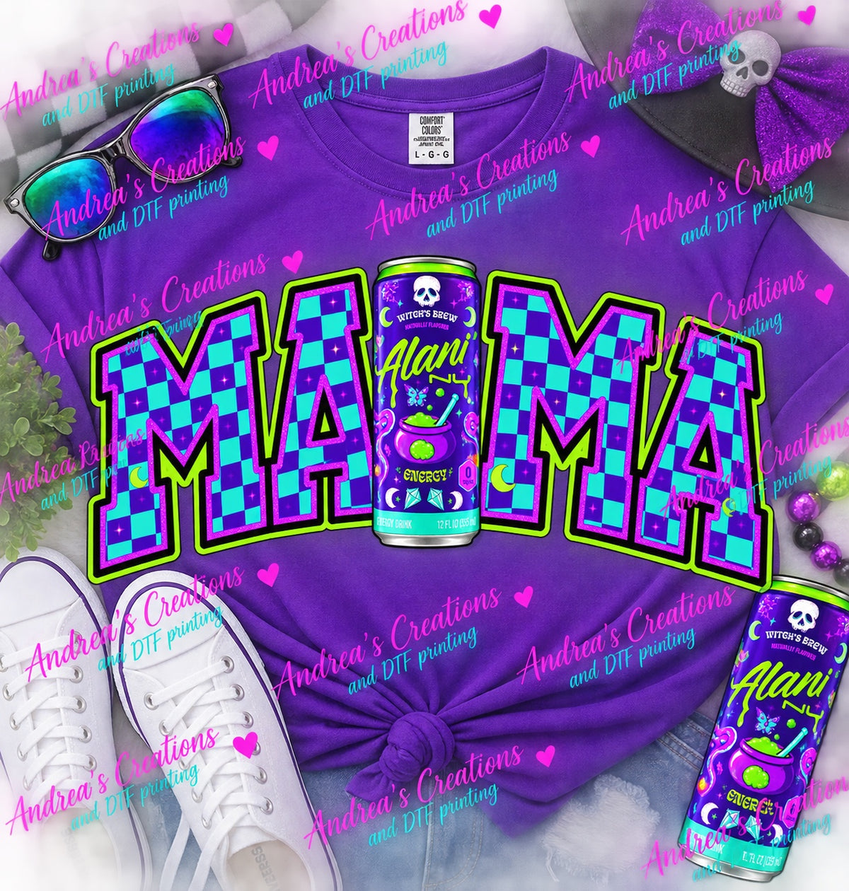 Teal and Purple Witch's Brew Mama DTF transfer design