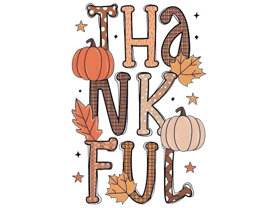Thankful fall pumpkin DTF transfer design