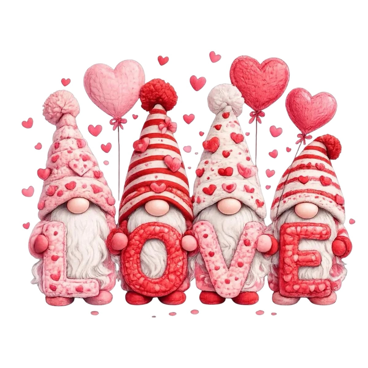 Valentine LOVE gnomes DTF transfer design