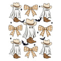 Western cowgirl ghosts and bows DTF transfer design