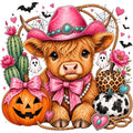 Western Highland cow Halloween DTF transfer design