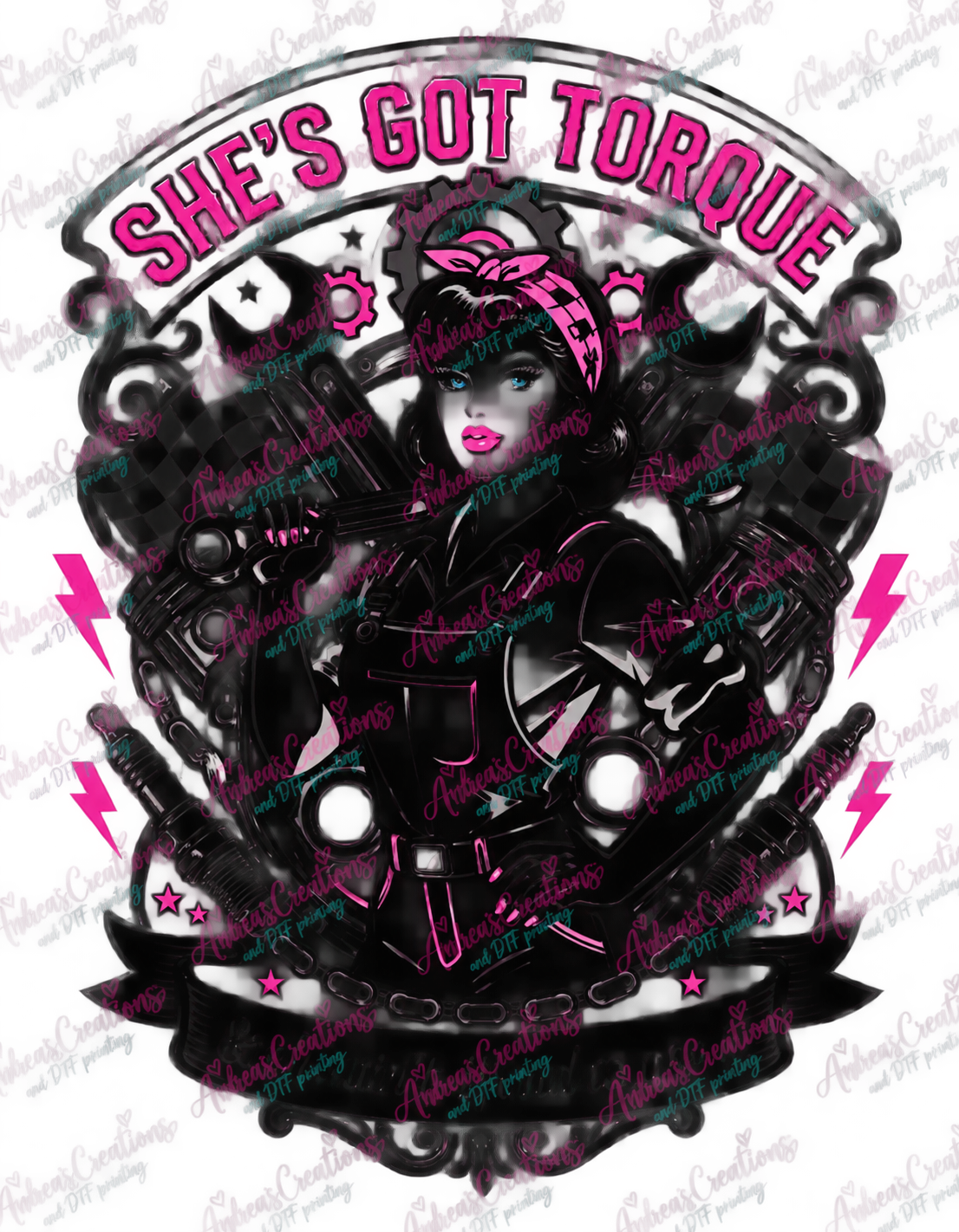 She’s Got Torque Woman Mechanic DTF Transfer protected preview